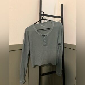 Cropped Waffle Knit Top